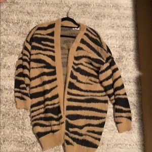Fuzzy tiger print cardigan